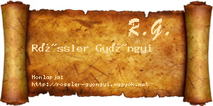 Rössler Gyöngyi névjegykártya